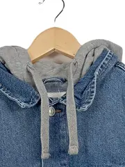 Vorschaubild 4 von Herren Jeansjacke Kapuze Blau Gr. 50/L Baumwolle Casual