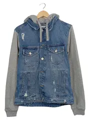 Vorschaubild 1 von Herren Jeansjacke Kapuze Blau Gr. 50/L Baumwolle Casual