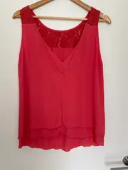 Vorschaubild 2 von EDC Damen Top Rot mit Spitze Gr. 38/M Feminin