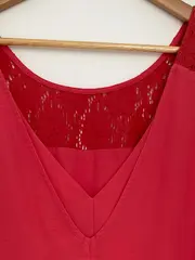 Vorschaubild 4 von EDC Damen Top Rot mit Spitze Gr. 38/M Feminin