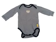 Vorschaubild 1 von Baby Body Langarm gestreift blau Gr. 68 mit Teddy-Applikation