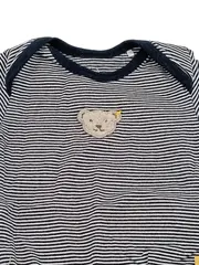 Vorschaubild 2 von Baby Body Langarm gestreift blau Gr. 68 mit Teddy-Applikation