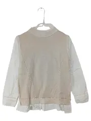 Vorschaubild 1 von Mädchen Pullunder mit Bluse Gr. 146/152 Beige Strick