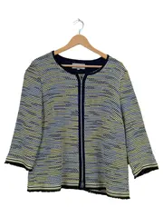 Vorschaubild 1 von Damen Strickjacke Gr. 46 Mehrfarbig Gestreift Reißverschluss