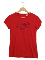 Vorschaubild 1 von Damen T-Shirt Rot Logo-Print Gr. S Baumwolle Casual