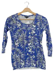 Vorschaubild 1 von Damen Pullover Shirt 34/XS Blau Palmenmuster Casual Modern