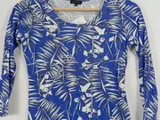 Vorschaubild 3 von Damen Pullover Shirt 34/XS Blau Palmenmuster Casual Modern
