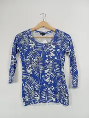 Vorschaubild 2 von Damen Pullover Shirt 34/XS Blau Palmenmuster Casual Modern