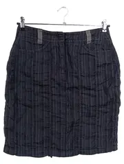 Vorschaubild 1 von Damen A-Linienrock Gr. 40/L Blau Gestreift Wolle Leinen Business