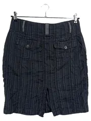 Vorschaubild 2 von Damen A-Linienrock Gr. 40/L Blau Gestreift Wolle Leinen Business