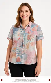Vorschaubild 1 von Damen Bluse 40 L Mehrfarbig Kurzarm Baumwolle Casual