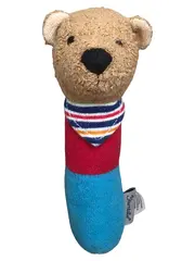 Vorschaubild 1 von Greifling Bär gestreift Stoff mehrfarbig 15cm Baby Spielzeug