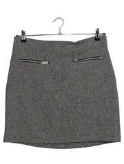 Vorschaubild 1 von Damen Bleistiftrock Gr. 38 Grau Wolle Minirock Reißverschluss