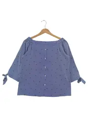 Vorschaubild 2 von Damen Bluse 38/M Blau Gestreift Off-Shoulder Casual