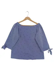 Vorschaubild 1 von Damen Bluse 38/M Blau Gestreift Off-Shoulder Casual