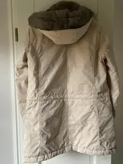 Vorschaubild 3 von Damen Parka Beige Gr. 38 Kapuze Fellbesatz Freizeit Baumwolle