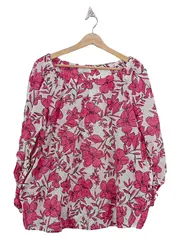 Vorschaubild 1 von Damen Bluse Pink Blumenmuster Gr. 44 XXL Langarm