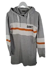 Vorschaubild 1 von Hoodie Kleid Damen Kapuzenpullover Grau Streifen Gr. M
