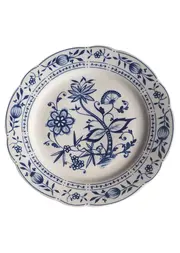 Vorschaubild 1 von Kuchenteller Zwiebelmuster Porzellan 24cm Klassisch Weiß Blumen