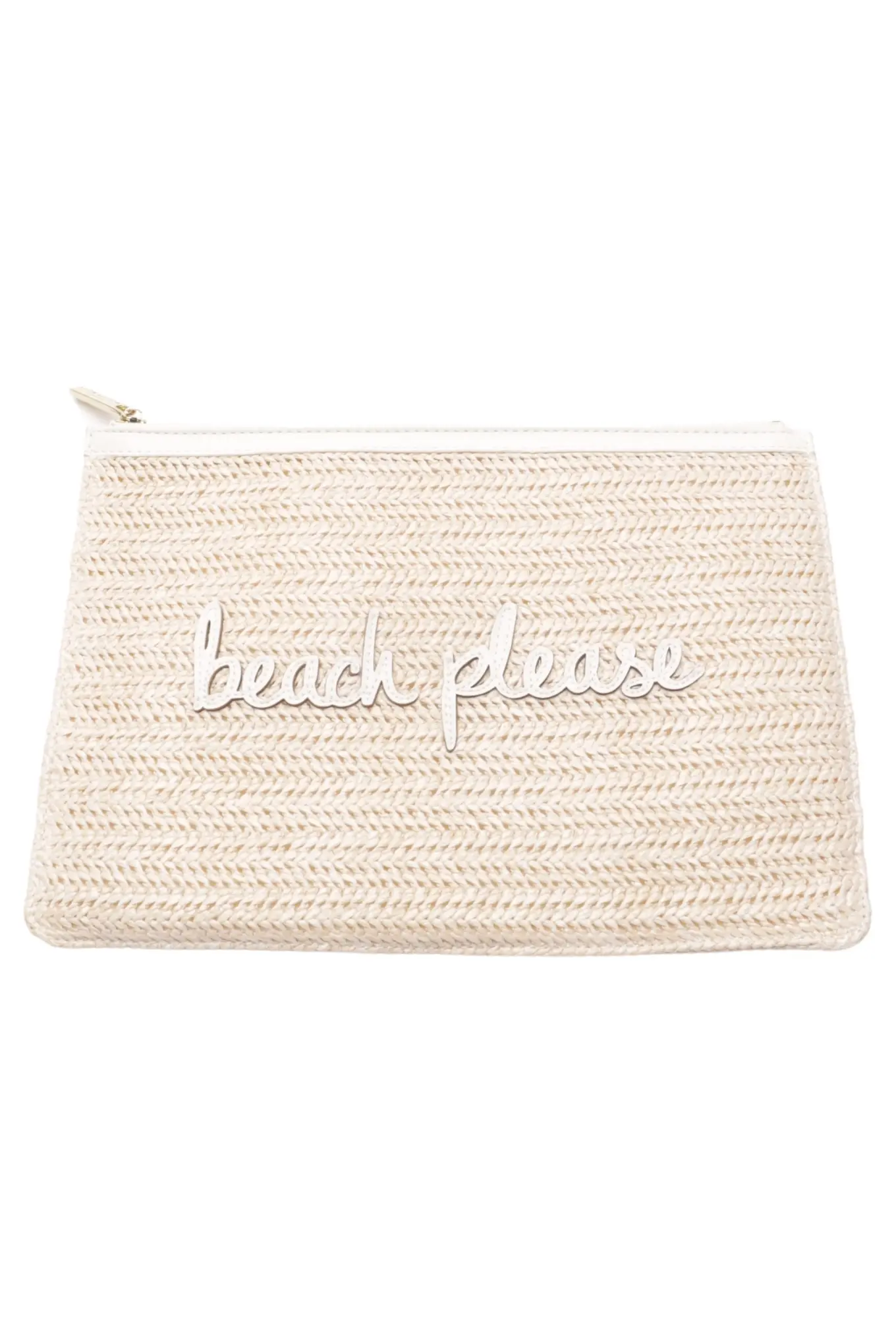 KATIE LOXTON Kosmetiktasche Beige Stroh 'beach please' Clutch Strand Damen