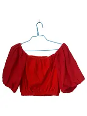 Vorschaubild 1 von Damen Top Rot Gr. 36/S Casual Off Shoulder Oberteil