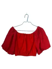 Vorschaubild 2 von Damen Top Rot Gr. 36/S Casual Off Shoulder Oberteil