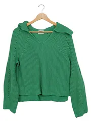 Vorschaubild 1 von Damen Pullover Gr. 38/M Grün Rippstrick Casual Baumwolle