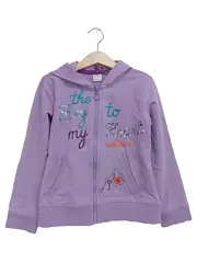 Vorschaubild 1 von Kinder Mädchen Kapuzenpullover Gr. 116/122 Lila Schriftzug Pailletten