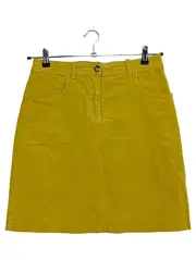 Vorschaubild 1 von Cordrock Damen Gr. 34 Midirock Uni Gelb Baumwolle