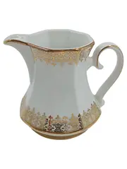 Vorschaubild 1 von Milchkännchen Porzellan Weiß Goldrand Bavaria Marktleuthen 10cm