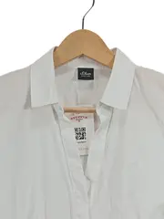 Vorschaubild 2 von Damen Hemdbluse Gr. 38 M Kurzarm Weiß Basic Büro