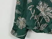 Vorschaubild 3 von Damen Bluse Blumenmuster Grün Langarm Gr. 38 M Casual Raffungen