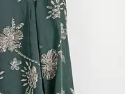 Vorschaubild 5 von Damen Bluse Blumenmuster Grün Langarm Gr. 38 M Casual Raffungen