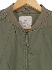 Vorschaubild 2 von Bomberjacke Damen Oliv Gr. 38 M Casual Baumwolle Rippstrick Reißverschluss