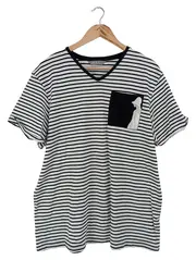 Vorschaubild 1 von Damen T-Shirt Einheitsgröße Schwarz Weiß Gestreift Casual Applikation