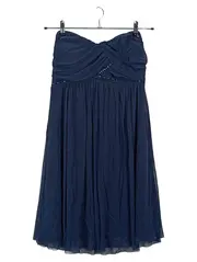 Vorschaubild 1 von Damen Festliches Kleid trägerlos Perlen Gr. M Blau Elegant