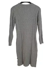 Vorschaubild 2 von Damen Strickkleid Grau Zopfstrick Midi Gr. 38;M Casual