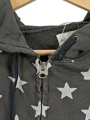 Vorschaubild 4 von Damen Kapuzenpullover Hoodie Grau Sterne Streifen Gr. 34;XS