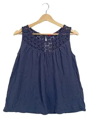 Vorschaubild 1 von Damen Top Gr. 36/S Dunkelblau Casual mit Häkelei