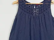 Vorschaubild 4 von Damen Top Gr. 36/S Dunkelblau Casual mit Häkelei