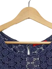 Vorschaubild 3 von Damen Top Gr. 36/S Dunkelblau Casual mit Häkelei