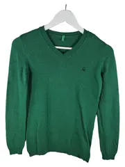 Vorschaubild 1 von BENETTON Kinder Pullover V-Ausschnitt Grün Wolle XL 164 Jungen