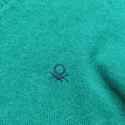 Vorschaubild 3 von BENETTON Kinder Pullover V-Ausschnitt Grün Wolle XL 164 Jungen
