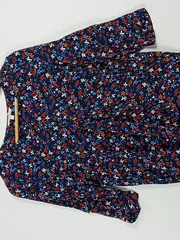 Vorschaubild 3 von Damen Bluse Blumenmuster Blau Gr. S 36 Viskose