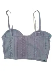 Vorschaubild 2 von Damen Bustier Top M Blau Zopfstrickmuster Crop Strick
