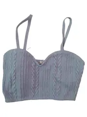 Vorschaubild 1 von Damen Bustier Top M Blau Zopfstrickmuster Crop Strick