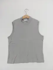 Vorschaubild 3 von Damen Top ärmellos Rollkragen Basic Grau Gr. 40/L Baumwolle