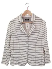 Vorschaubild 1 von Damen Sweatjacke Gr. 44/XXL Grau Gestreift Klassisch Casual