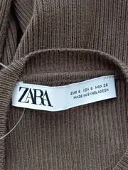 Vorschaubild 3 von Damen Pullover Rippstrick Gr. S/36 Braun Zierknöpfe Langarm