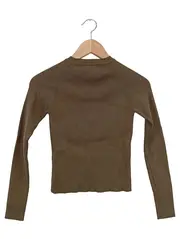 Vorschaubild 2 von Damen Pullover Rippstrick Gr. S/36 Braun Zierknöpfe Langarm